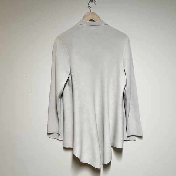 EILEEN FISHER  BONE  SILK & ORGANIC COTTON INTERLOCK OVAL BACK JACKET - Picture 2 of 6